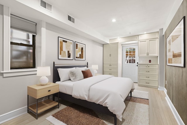 1030 Hudson St Unit 1, Hoboken, NJ 07030 - bedroom featuring baseboards, light wood-type flooring, and recessed lighting