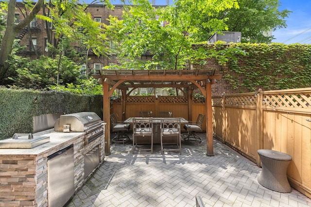 1030 Hudson St Unit 1, Hoboken, NJ 07030 - fenced backyard featuring outdoor dining space, a patio area, and a pergola