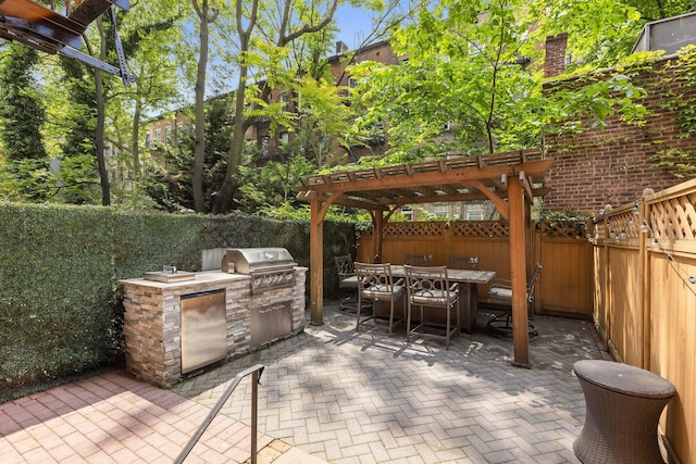 1030 Hudson St Unit 1, Hoboken, NJ 07030 - fenced backyard featuring a pergola, outdoor dining space, and a patio area