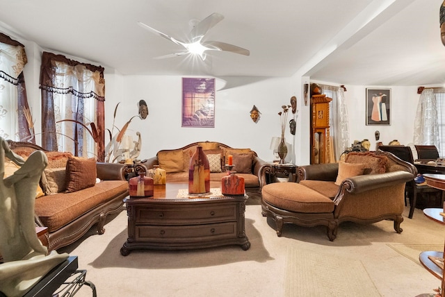 57 Wegman Pkwy, Jersey City, NJ 07305 - living area featuring a ceiling fan and carpet floors