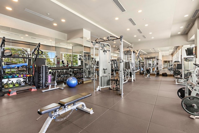 1200 Avenue At Port Imperial Unit 305, Weehawken, NJ 07086 - exercise room with recessed lighting