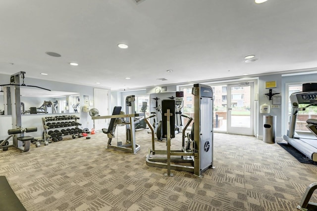 20 Avenue At Port Imperial Unit 425, West New York, NJ 07093 - workout area featuring carpet floors and recessed lighting