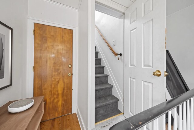 31 E 32nd St, Bayonne, NJ 07002 - staircase with wood finished floors