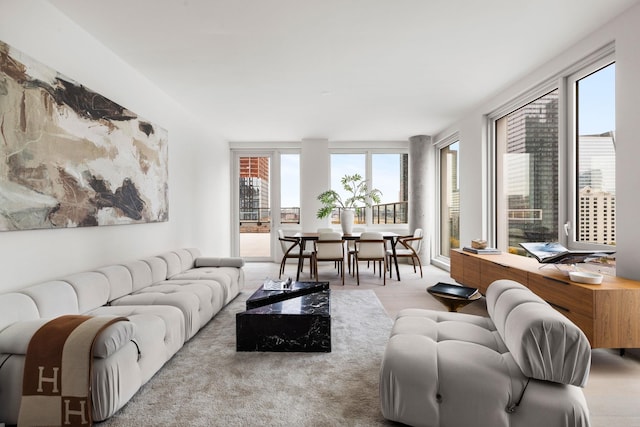 living area with carpet floors