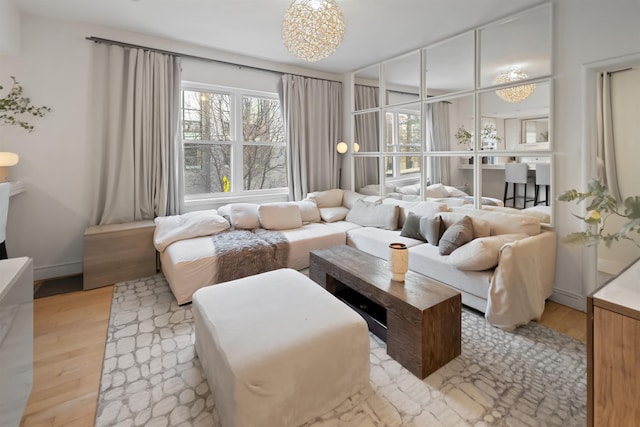 living area with wood finished floors