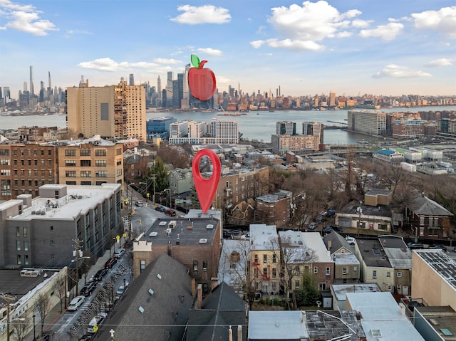 view of city with a water view