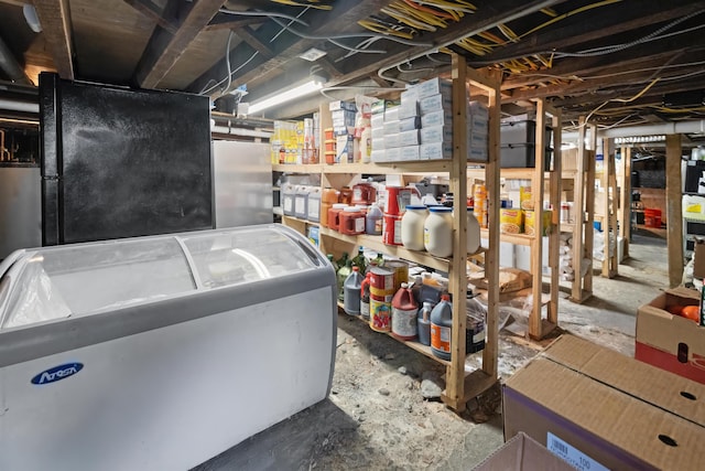 unfinished below grade area with water heater