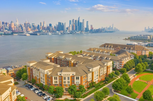 26 Ave At Port Imperial Unit 440, West New York, NJ 07093 - drone / aerial view of city skyline and a nearby body of water
