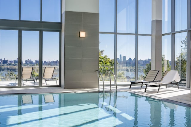 pool with a city view
