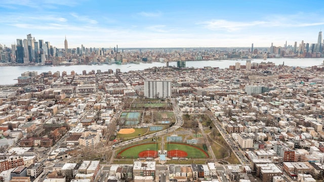 100 Manhattan Ave Unit 1217, Union City, NJ 07087 - aerial view of property's location with a view of skyline and a nearby body of water