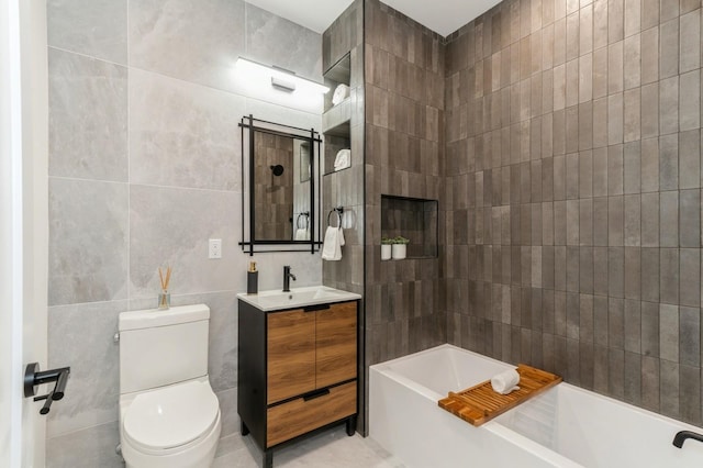 433 Central Ave Unit 3A, Jersey City, NJ 07307 - full bath with tile walls, vanity, and shower / tub combination