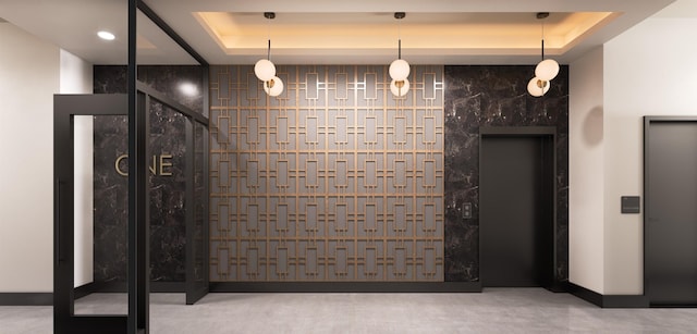 433 Central Ave Unit 3A, Jersey City, NJ 07307 - detailed view of a raised ceiling, elevator, and recessed lighting