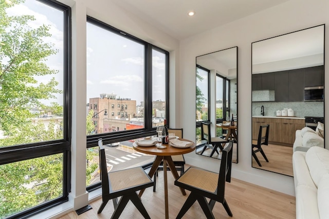 433 Central Ave Unit 3A, Jersey City, NJ 07307 - sunroom / solarium featuring healthy amount of natural light, wood finished floors, and recessed lighting