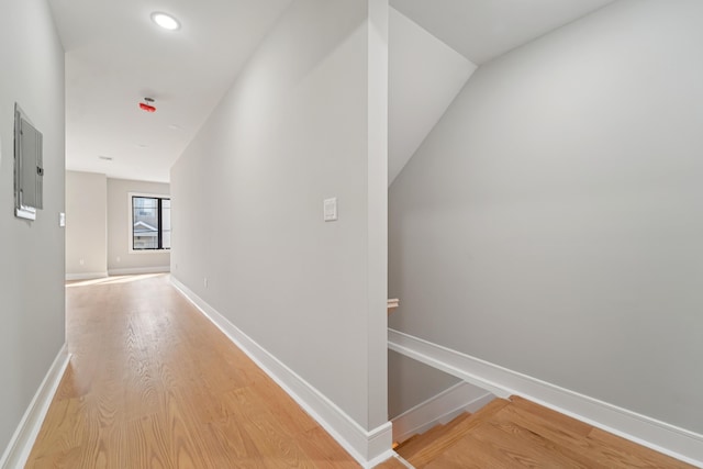 313 Lembeck Ave Unit 1, Jersey City, NJ 07305 - corridor featuring light wood-type flooring and electric panel
