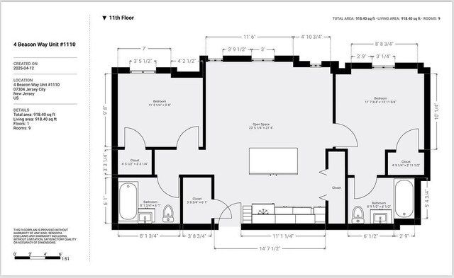 4 Beacon Way Unit 1110, Jersey City, NJ 07304 - room layout