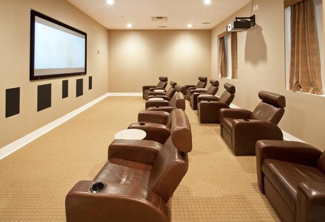 4 Beacon Way Unit 1110, Jersey City, NJ 07304 - cinema room with light carpet, baseboards, and recessed lighting