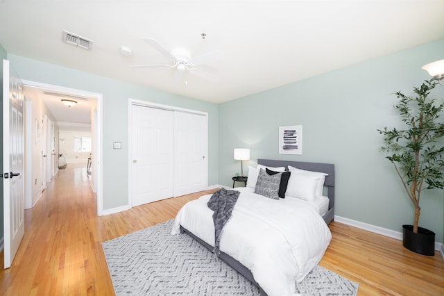 721 Madison St Unit 4N, Hoboken, NJ 07030 - bedroom with a closet, light wood-style flooring, and ceiling fan