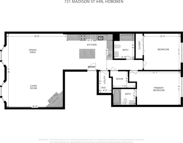 721 Madison St Unit 4N, Hoboken, NJ 07030 - view of floor plan / room layout