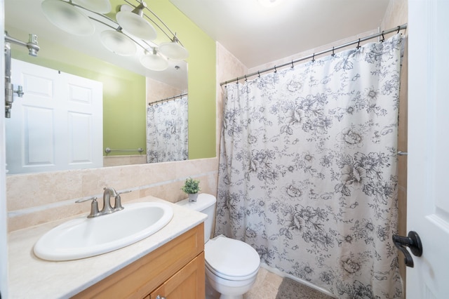 721 Madison St Unit 4N, Hoboken, NJ 07030 - full bath featuring vanity, tile walls, and a shower with shower curtain