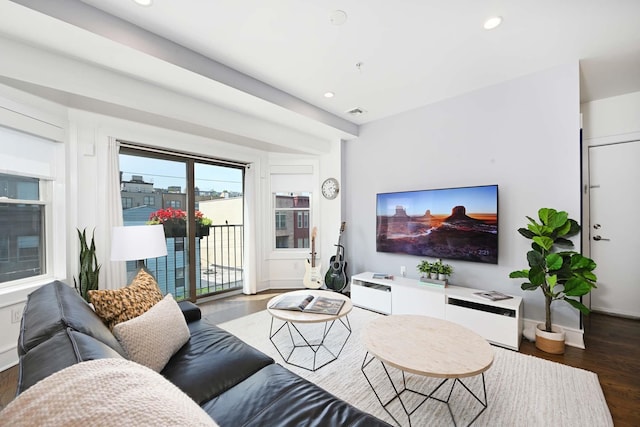 123 Jackson St Unit 4A, Hoboken, NJ 07030 - living room with wood finished floors, recessed lighting, and baseboards