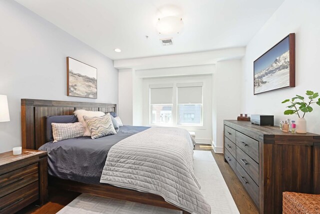 123 Jackson St Unit 4A, Hoboken, NJ 07030 - bedroom featuring dark wood finished floors and recessed lighting