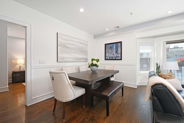 123 Jackson St Unit 4A, Hoboken, NJ 07030 - dining space with dark wood-style floors, recessed lighting, and baseboards