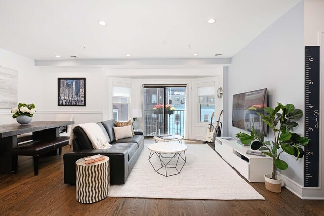 123 Jackson St Unit 4A, Hoboken, NJ 07030 - living room featuring recessed lighting and wood finished floors