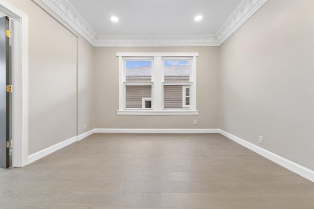 99 W 50th St, Bayonne, NJ 07002 - spare room featuring crown molding, wood finished floors, baseboards, and recessed lighting