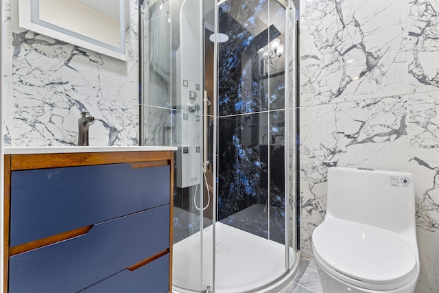 99 W 50th St, Bayonne, NJ 07002 - full bath with a stall shower, vanity, and toilet