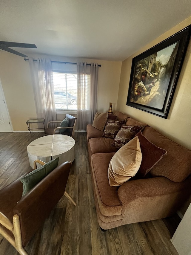 living room featuring dark hardwood / wood-style floors