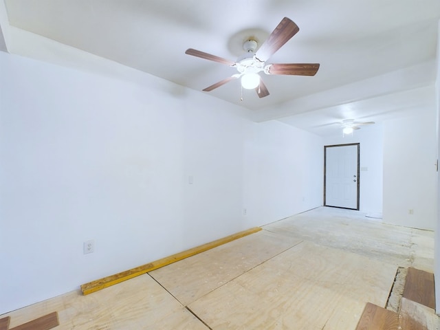 spare room with ceiling fan