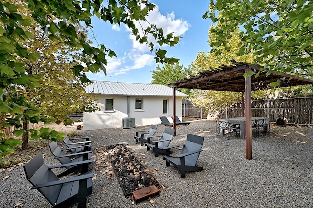 view of patio / terrace featuring a pergola and cooling unit