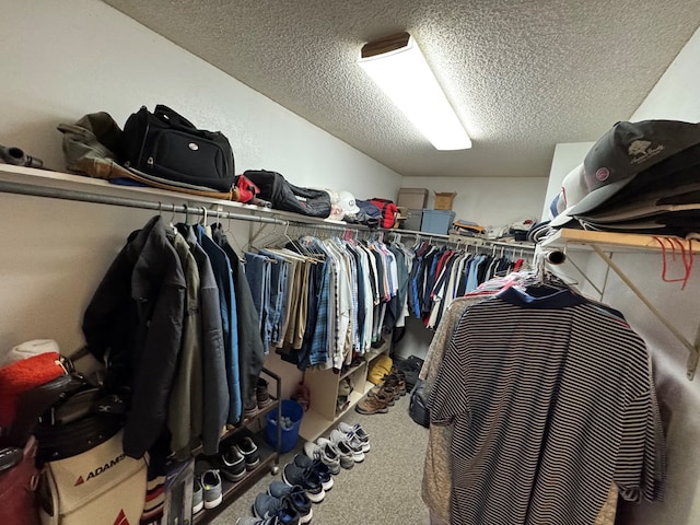 walk in closet featuring carpet