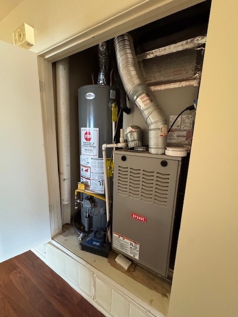 utility room featuring gas water heater