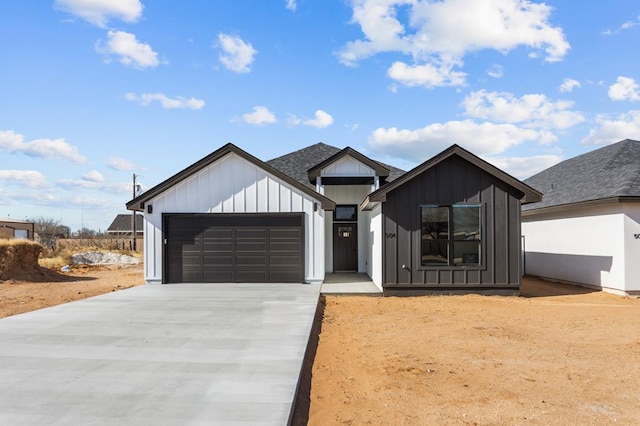 modern farmhouse with a garage