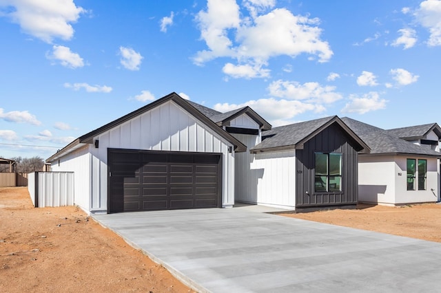 modern farmhouse style home with a garage