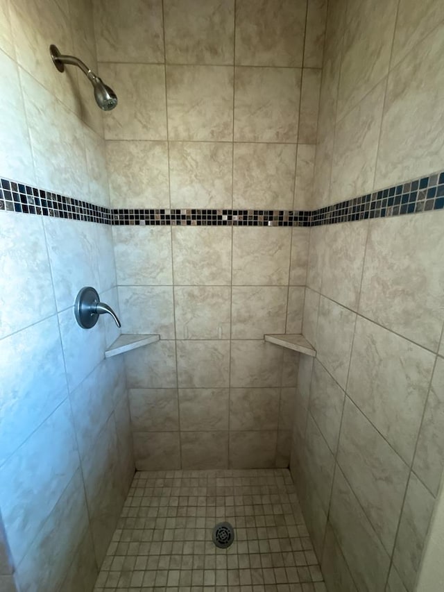 bathroom featuring a tile shower