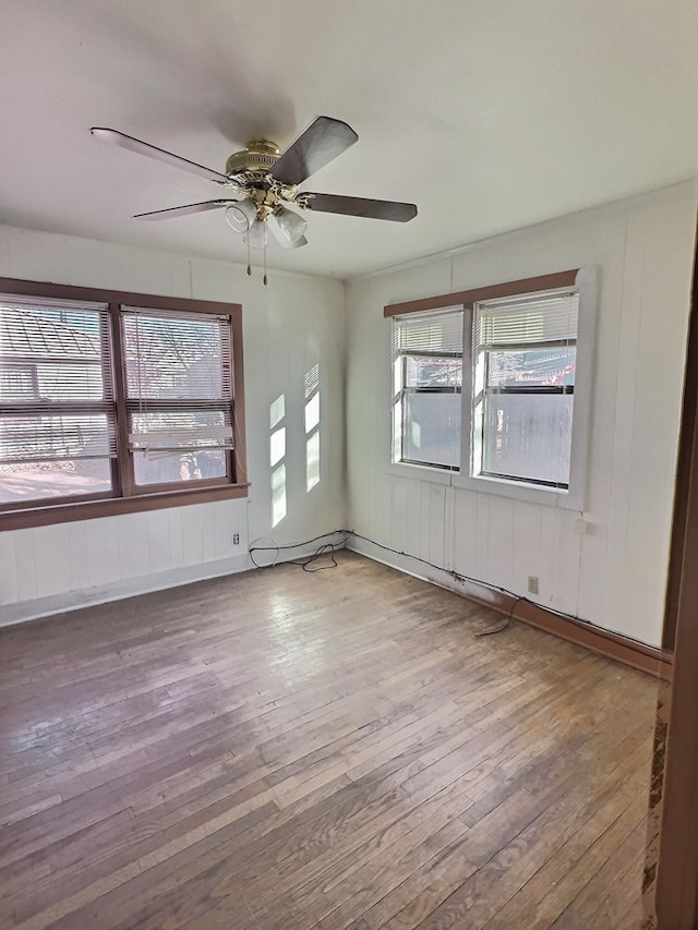 spare room featuring plenty of natural light and wood-type flooring