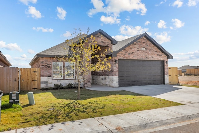 view of front of home featuring a garage and a front yard