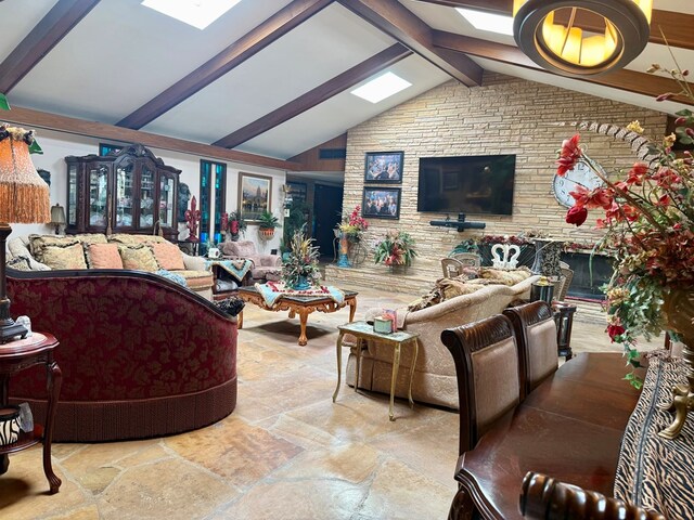 2500 Bainbridge Dr, Odessa, TX 79762 - living area featuring stone tile flooring and a skylight