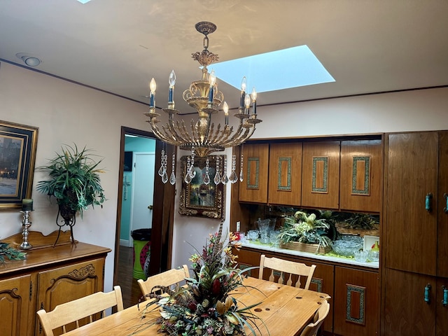 2500 Bainbridge Dr, Odessa, TX 79762 - dining space with a skylight and a chandelier