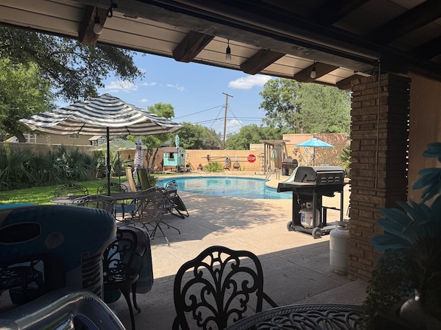 2500 Bainbridge Dr, Odessa, TX 79762 - view of pool featuring a grill, a fenced backyard, and a patio