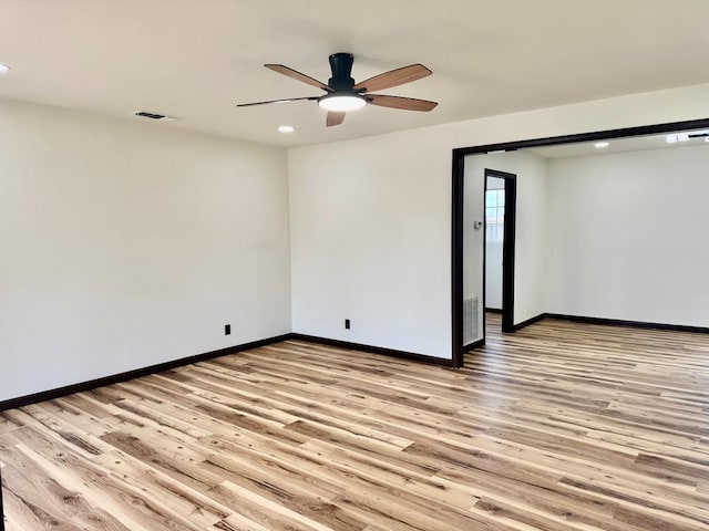 2816 Catalina Dr, Odessa, TX 79764 - empty room with ceiling fan, recessed lighting, and light wood finished floors