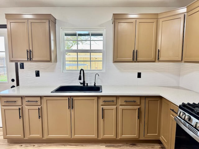 2816 Catalina Dr, Odessa, TX 79764 - kitchen featuring decorative backsplash and stainless steel range with gas stovetop