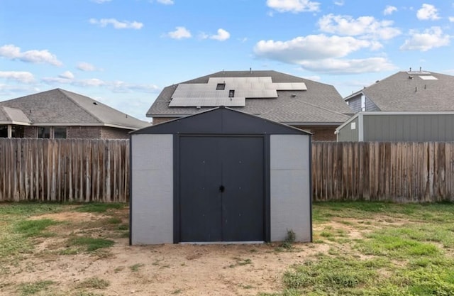 7012 Perot Ranch Rd, Odessa, TX 79765 - view of shed with a fenced backyard and solar panels