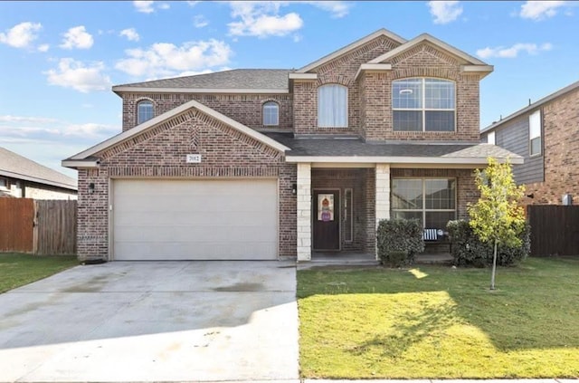 7012 Perot Ranch Rd, Odessa, TX 79765 - view of front facade featuring brick siding, a porch, driveway, a shingled roof, and an attached garage