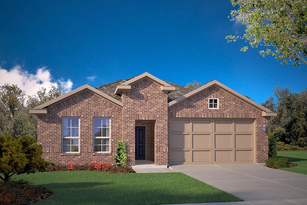502 L-Enfant Ln, Midland, TX 79706 - view of front of property featuring brick siding, driveway, a garage, and a front lawn