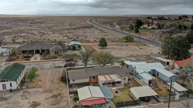 104 E 3rd St, Marfa, TX 79843 - bird's eye view with a desert view, a mountain view, a rural view, and a residential view