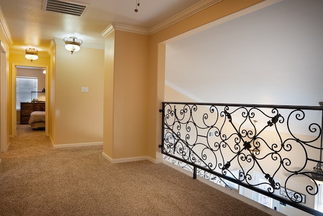 9540 W April St, Odessa, TX 79764 - hall with ornamental molding and carpet floors