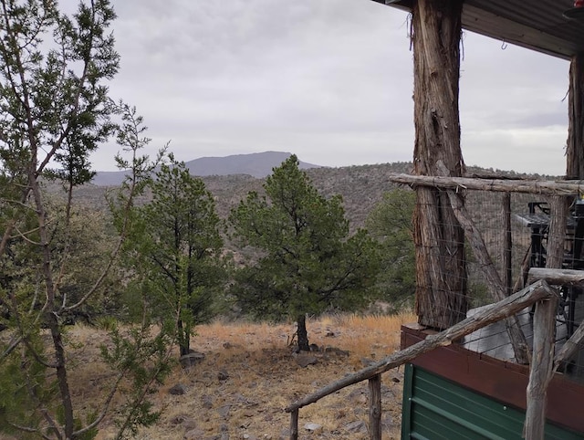 view of mountain feature featuring a view of trees